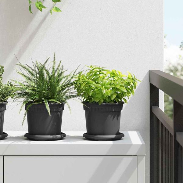 vidaXL Runde Blumenplatte 6 pcs Schwarz Ø 14x2 cm Kunststoff 42020306