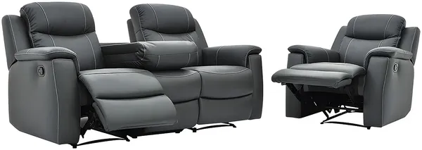 Vente-unique - EVASION Sofa and armchair set Leder Grau - B 96 cm x H 100 cm x L 205 cm95 cm