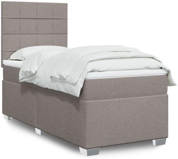 vidaXL Boxspringbett mit Matratze Taupe 100x200 cm Stoff 3292703