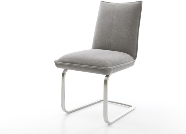 Freischwinger Lelio-Flex Strukturstoff Soft Grau Freischwinger flach Edelstahl Taschenfederkern