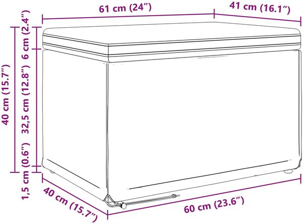 vidaXL Hocker Schwarz 61 x 41 x 40 cm Stoff und Pressholz 876760 Bild 9