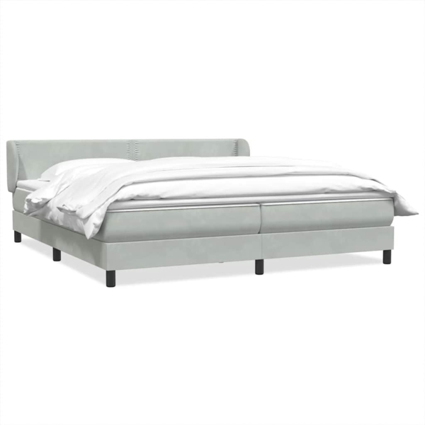 vidaXL Boxspringbett mit Matratzen Hellgrau 180x210 cm Samt 3317451