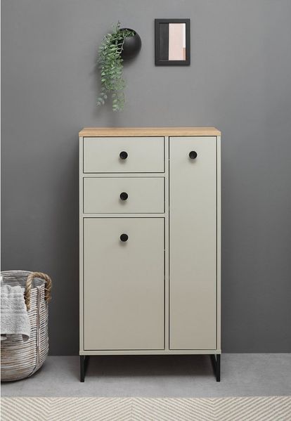BASIC by Balculina Midischrank Linea (1-St) Breite 38cm, U-Profil Füße, Unterflurauszug