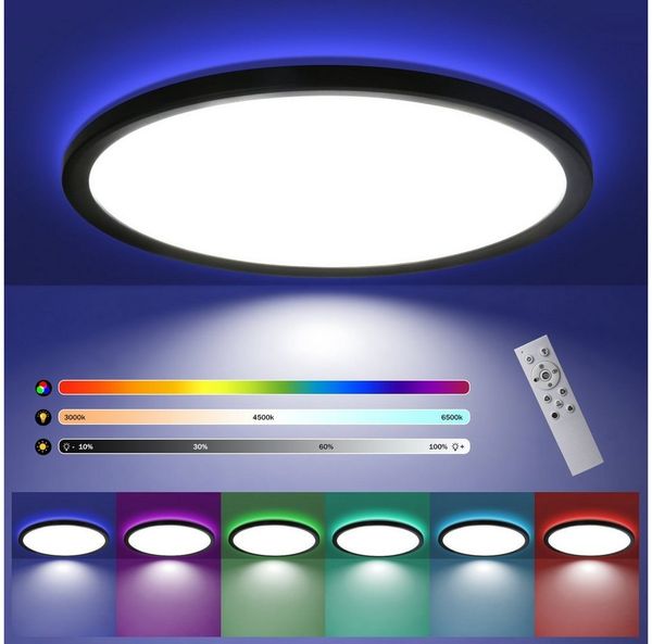 Nettlife LED Panel LED Deckenleuchte 28W Dimmbar RGB 3000K-6500K, LED fest integriert, Warmweiß, Neutralweiß, Kaltweiß, für Schlafzimmer Kinderzimmer Wohnzimmer Küche Esszimmer