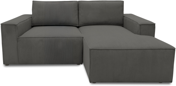 DOMO. collection Ecksofa 800 021, kleine Couch in L-Form mit Cordstoff, Modulsofa mit Taschenfederkern, Sofa, Polsterecke, Eckcouch 198 x 172 x 85 cm (BxTxH), dunkelgrau