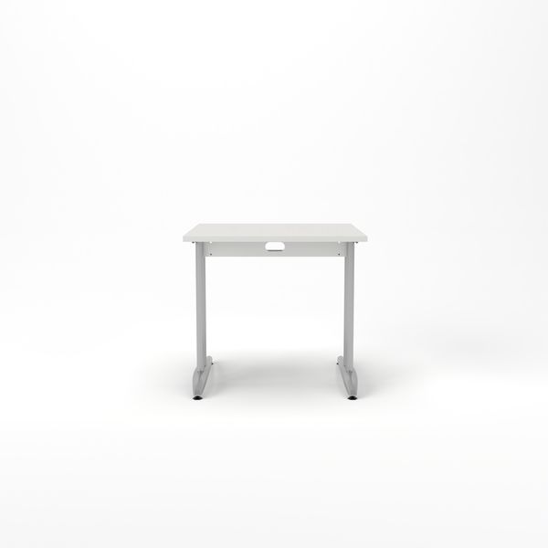 Rheinland Möbel Statio Schreibtisch 80x80 cm höhenverstellbar ±10 mm in Grau – kompakter Bürotisch für Homeoffice & Büro, C-Fuß, Kabelwanne, einfache Montage, FSC® zertifiziert Bild 2