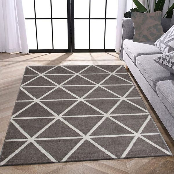 Vimoda Teppich Viva Classic, Wohnzimmer Rauten Motiv, Rechteckig, Höhe: 12 mm, Läufer Wohnzimmer, Schlafzimmer Küche