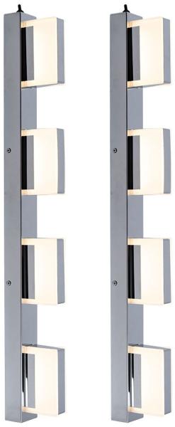 2x LED Wandleuchte, Chrom, satiniert, L 68 cm