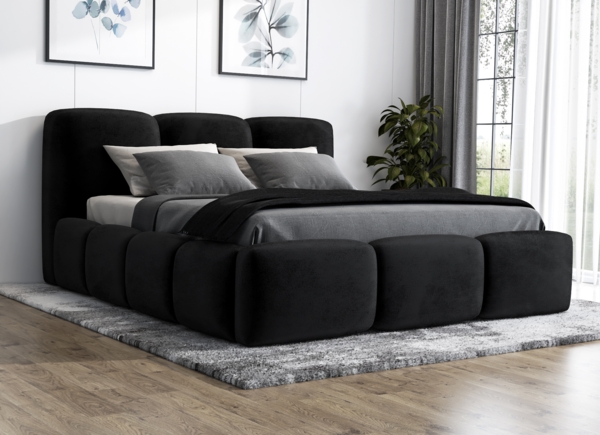 Polsterbett STAR 160x200 ohne Matratze mit Bettkasten und Lattenrost. Farbe: Schwarz 20