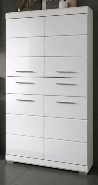 Badezimmer Midischrank Shawn in weiß Hochglanz 74 x 141 cm