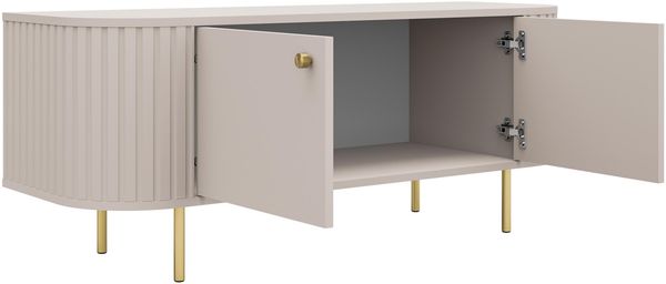 AX LIVING TV-Schrank Halay Beige, 2 Türen Moderne Rillenstruktur 123 cm, mit runden Kanten Bild 4