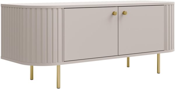 AX LIVING TV-Schrank Halay Beige, 2 Türen Moderne Rillenstruktur 123 cm, mit runden Kanten Bild 3