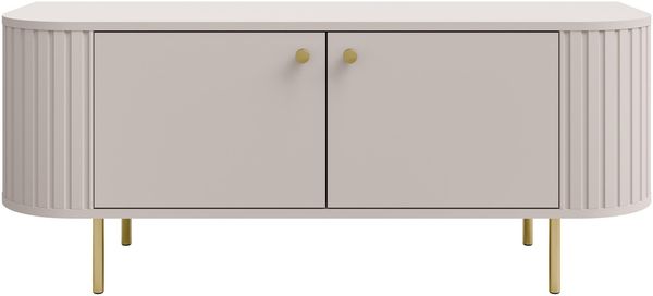 AX LIVING TV-Schrank Halay Beige, 2 Türen Moderne Rillenstruktur 123 cm, mit runden Kanten