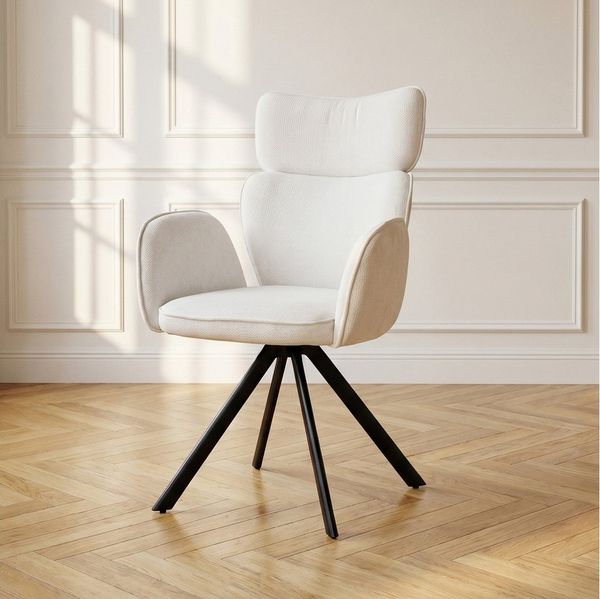 Jiexi Esszimmerstuhl 180° Drehbar Hochlehner Stoffsessel, hohe Rückenlehne, 91 x 61 x 67 cm