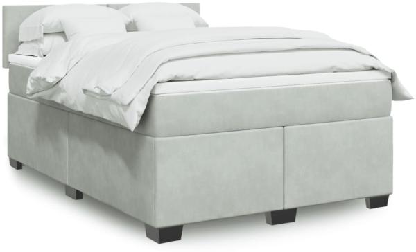 vidaXL Boxspringbett mit Matratze Hellgrau 140x190 cm Samt 3286300