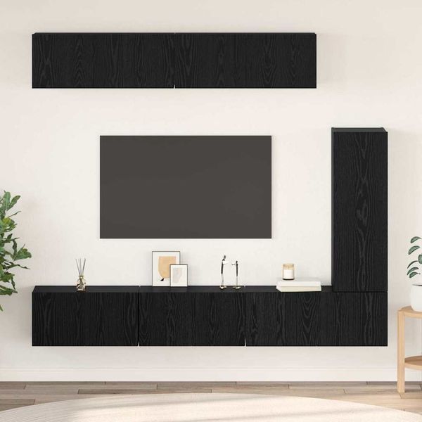 vidaXL TV-Schrankset 6 pcs Schwarz Eichen-Optik Holzwerkstoff 3393265