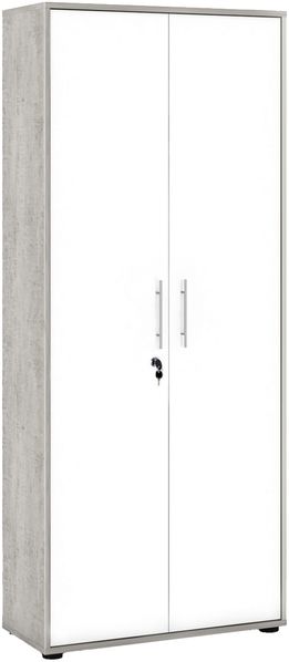 Dmora 2-türiger MehrzweckschrankDabildgaar, Multifunktionale Möbel, Schuhschrank, Besenschrank, 79x188h34 cm, Weiß und Zement