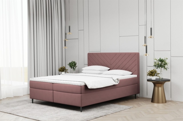 Boxspringbett Schlafzimmerbett BONITA 120x200cm in Stoff Matt Velvet Altrosa