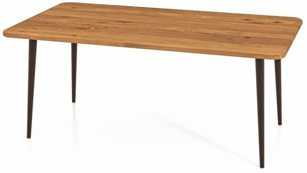 Couchtisch Tula aus Wildeiche massiv 90x90x48 mit schwarzen Metallbeinen