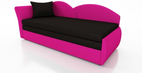 Sofa Schlafsofa inklusive Bettkasten ALINA / R- Stoff Alova Pink / Schwarz