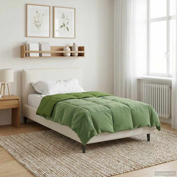 vidaXL Ganzjahresbettdecke Gepolstert Grün 135 x 220 cm Mikrofaser 42026042