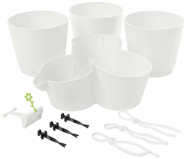 Poétic Fresh Herbs Trio Kräutertopf, Kräuter Topf, Küchenkräuter, Pflanzentopf, Weiß, P3FH13BL Bild 3