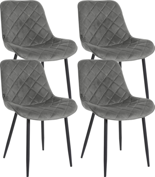 CLP 4er Set Stühle Springs Samt mit Metallgestell und hochwertiger Polsterung,grau