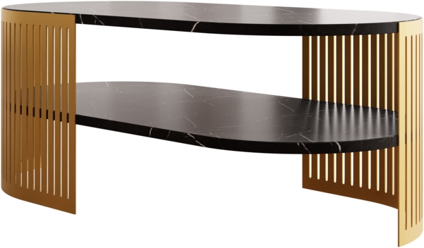 Couchtisch Fahugin Oval Gold II (Farbe: Gold / Black Pietra Grigia)