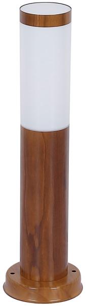 Sockelleuchte, Edelstahl, Holzoptik, opal, H 45 cm