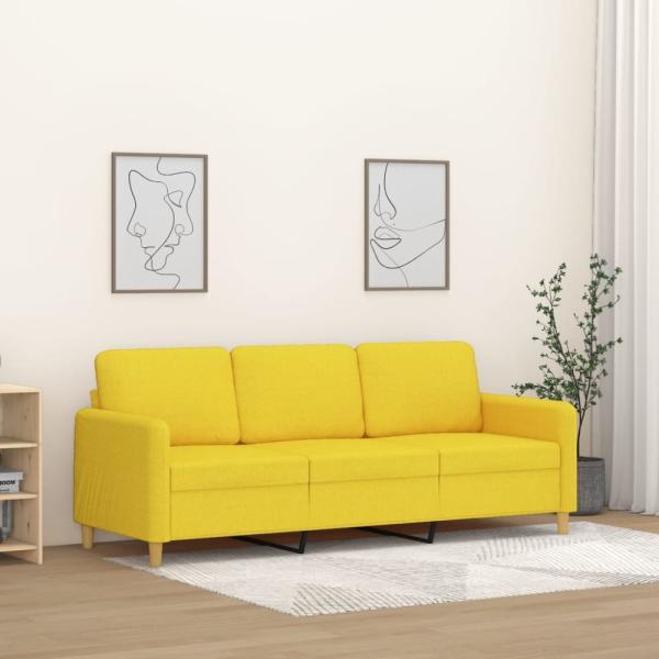 vidaXL 3-Sitzer-Sofa Hellgelb 180 cm Stoff