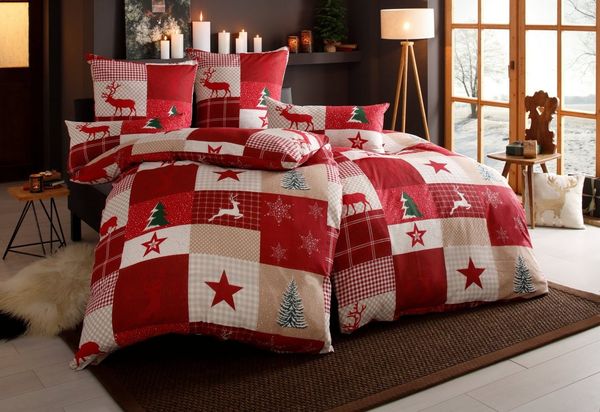 OTTO home Bettwäsche Nicholas, Biber, 2 teilig, Weihnachtsbettwäsche, Winter, in 3 Qualitäten verfügbar
