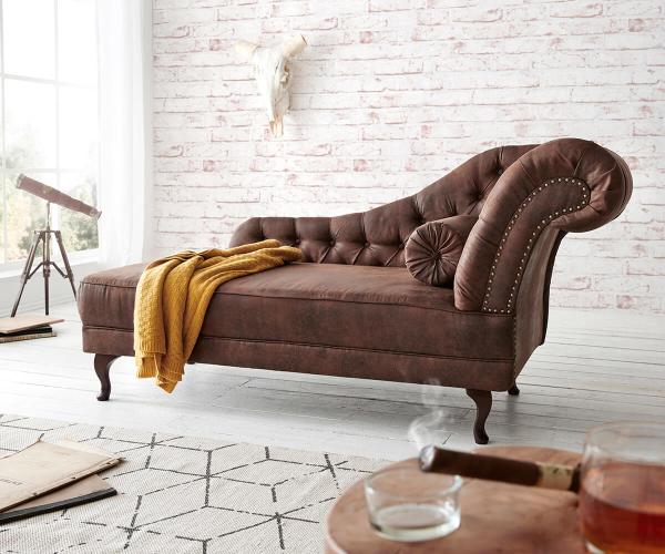 Recamiere Patsy 185x75 cm Braun Vintage Optik Chesterfield