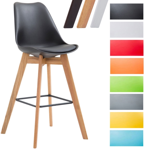 CLP Barhocker Metz Kunststoff mit Rückenlehnen und Fußstütze,schwarz natura Bild 1