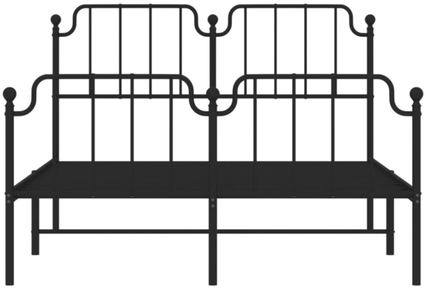 vidaXL Bettgestell mit Kopf- und Fußteil, Metall, Schwarz, 140x200 cm Bild 2