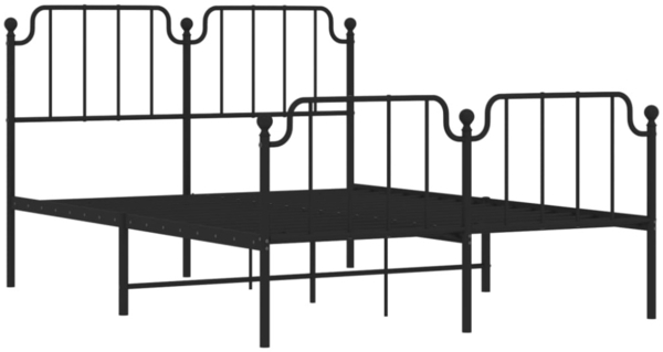 vidaXL Bettgestell mit Kopf- und Fußteil, Metall, Schwarz, 140x200 cm Bild 3