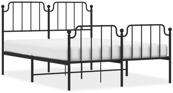 vidaXL Bettgestell mit Kopf- und Fußteil, Metall, Schwarz, 140x200 cm Bild 6