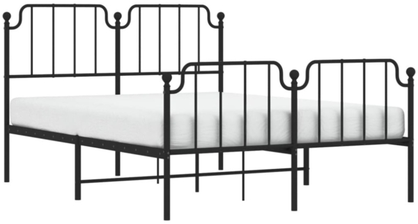 vidaXL Bettgestell mit Kopf- und Fußteil, Metall, Schwarz, 140x200 cm Bild 8