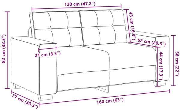 vidaXL Zweisitzer-Sofa Blau 160 cm Samt 4105119 Bild 7
