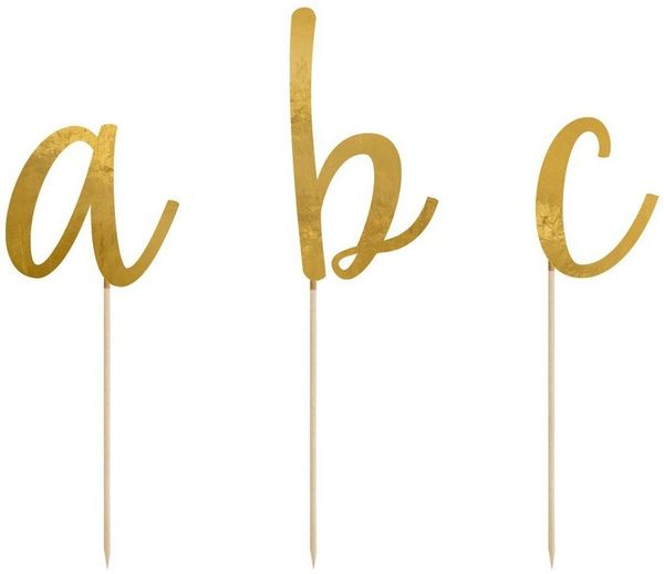 partydeco Tortenstecker, Cake Topper Buchstaben Papier gold, 53 Stück