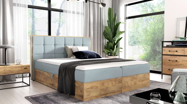 99rooms Florida Boxspringbett 200x200 cm Velours MONOLITH Silber