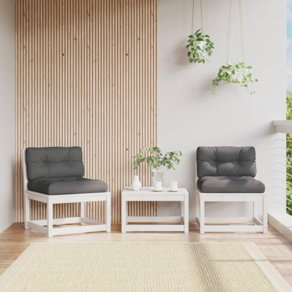 vidaXL Gartensofas mit Kissen 2 Stk. Weiß Massivholz Kiefer 844705