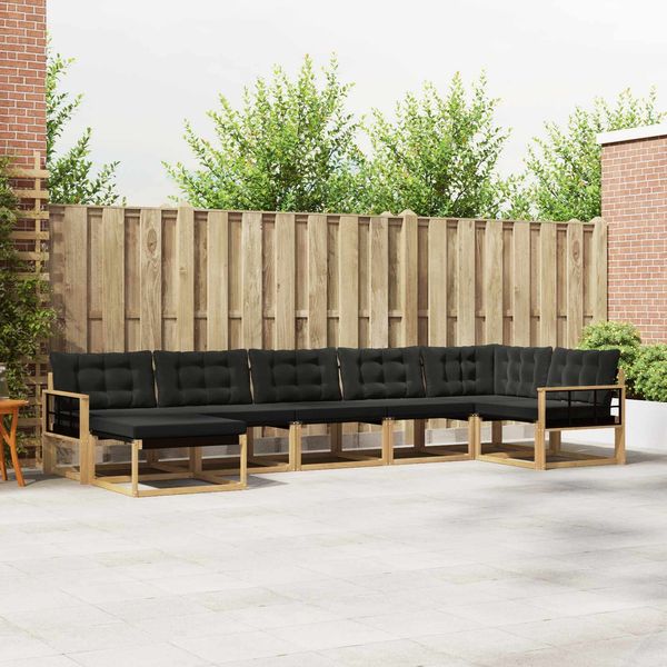vidaXL Outdoor-Sofagarnitur mit Kissen 7 pcs Weiß und Schwarz 3388906