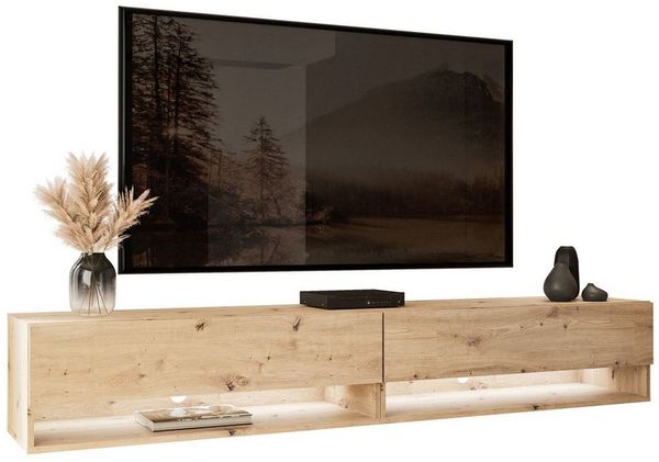 Lookway Lowboard CALANTE LOFT 180 cm RTV Hängeschrank mit LED-Beleuchtung