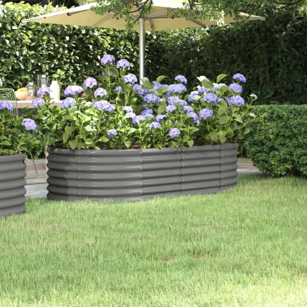 vidaXL Hochbeet Pulverbeschichteter Stahl 152x80x36 cm Grau 318914