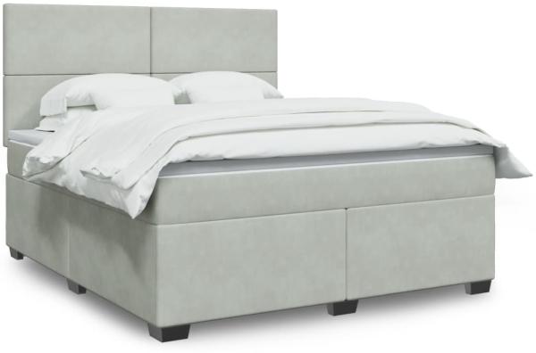 vidaXL Boxspringbett mit Matratze Hellgrau 180x200 cm Samt 3290972