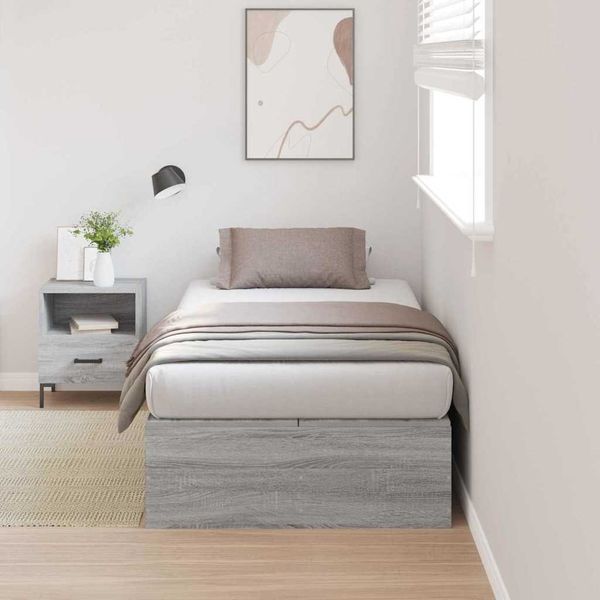 vidaXL Aufbewahrungsbettgestell mit Speicher Graues Sonoma 90 x 190 cm 3335410
