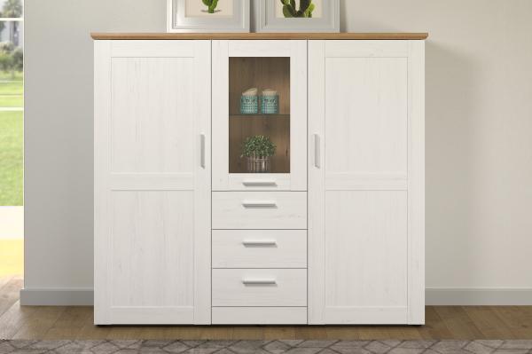 Highboard 'Shade', Andersen Pinie weiß und Eiche Artisan, 159x140 cm, ohne Beleuchtung Bild 6