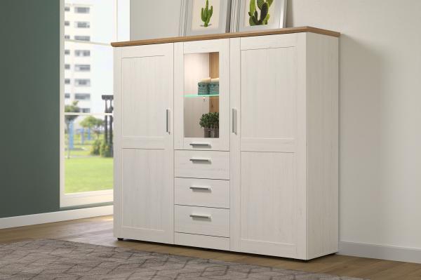 Highboard 'Shade', Andersen Pinie weiß und Eiche Artisan, 159x140 cm, ohne Beleuchtung Bild 5