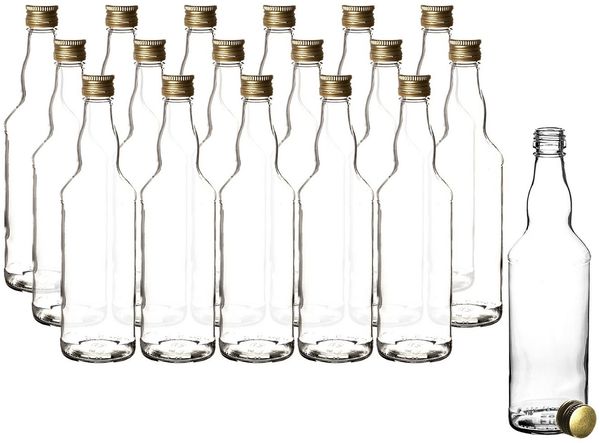 BigDean Trinkflasche Glasflaschen, 18x Glasflaschen 500ml, Schraubverschluss in Gold