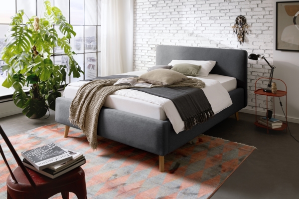 Polsterbett >Mattis mit BK< Liegefläche 140x200 cm, Anthrazit, Stellmaß: 161x105x218cm (BxHxT)